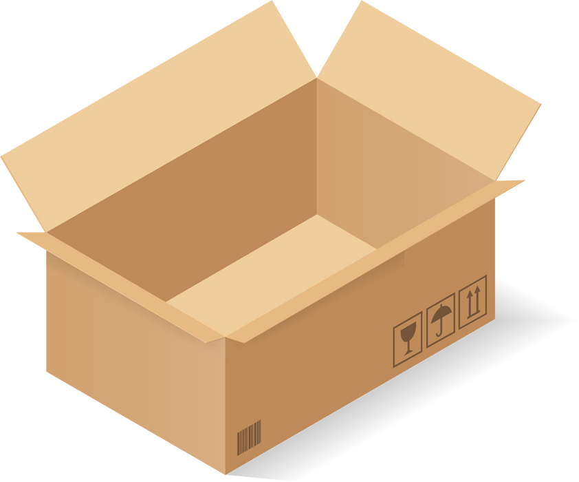 Empty cardboard box opened isolated.